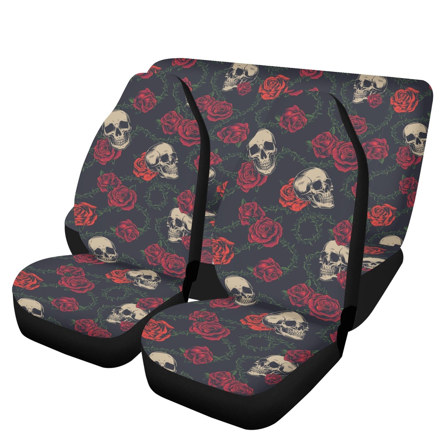 Floral skull Car Seat Cover car mat, Rose skull car seat cover mat Skeleton gothic skull car seat protector covers mat skeleton car mats