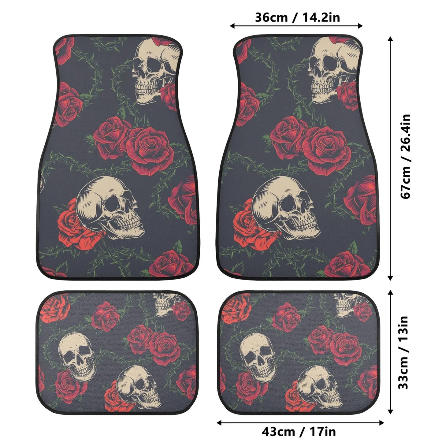 Floral skull Car Seat Cover car mat, Rose skull car seat cover mat Skeleton gothic skull car seat protector covers mat skeleton car mats