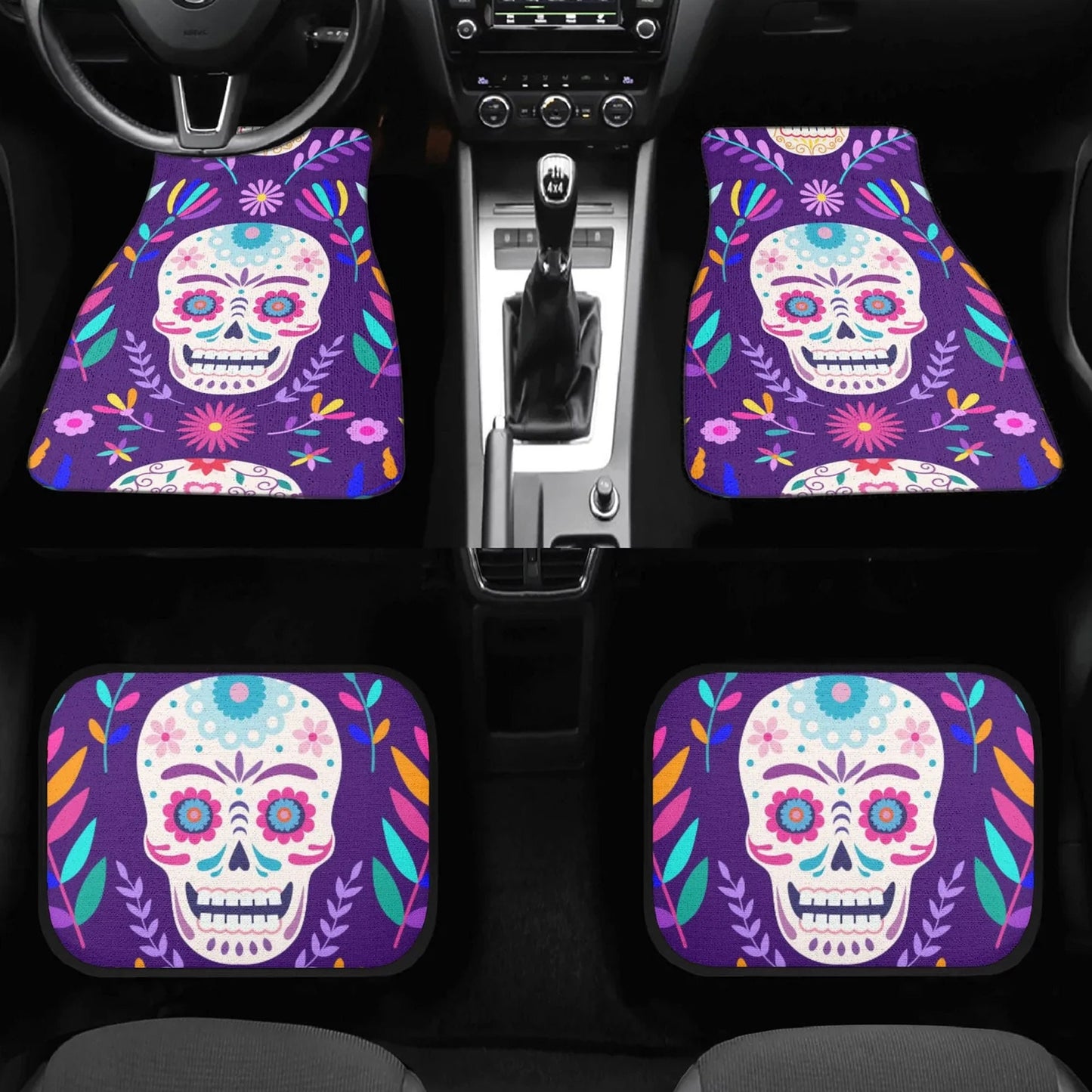 Day of the dead Car Seat Covers car mats Calaveras Candy skull car seat cover mats Halloween rose sugar skull car seat protector covers mat