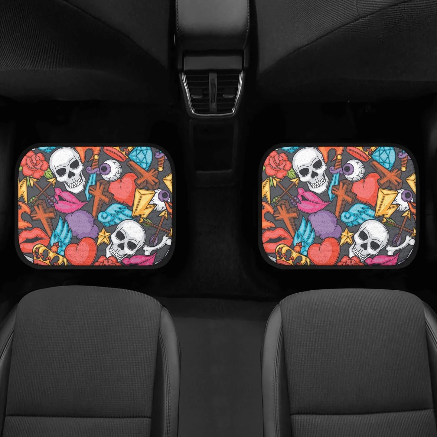 Halloween skull Car Seat Cover car mat, Skeleton car seat cover mat Grim reaper gothic skull car seat protector covers mat skeleton car mats