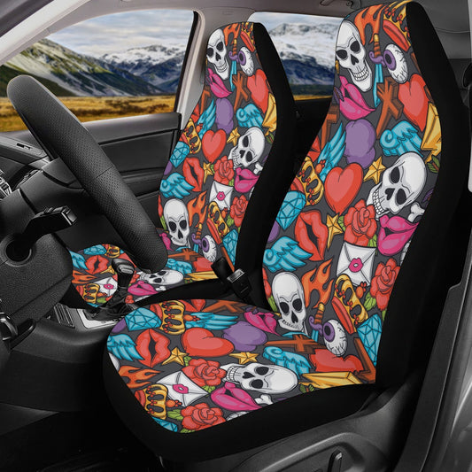 Halloween skull Car Seat Cover car mat, Skeleton car seat cover mat Grim reaper gothic skull car seat protector covers mat skeleton car mats