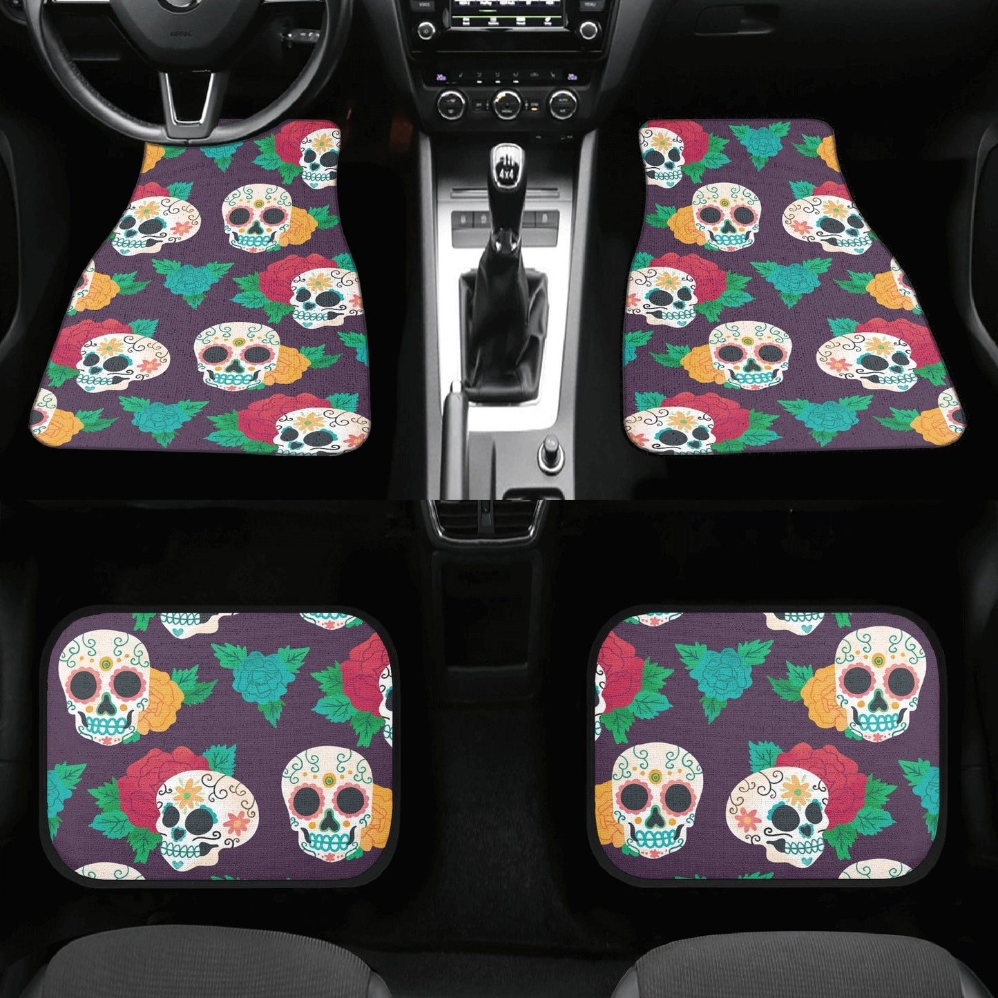 Day of the dead Car Seat Covers car mats Calaveras Candy skull car seat cover mats Halloween rose sugar skull car seat protector covers mat