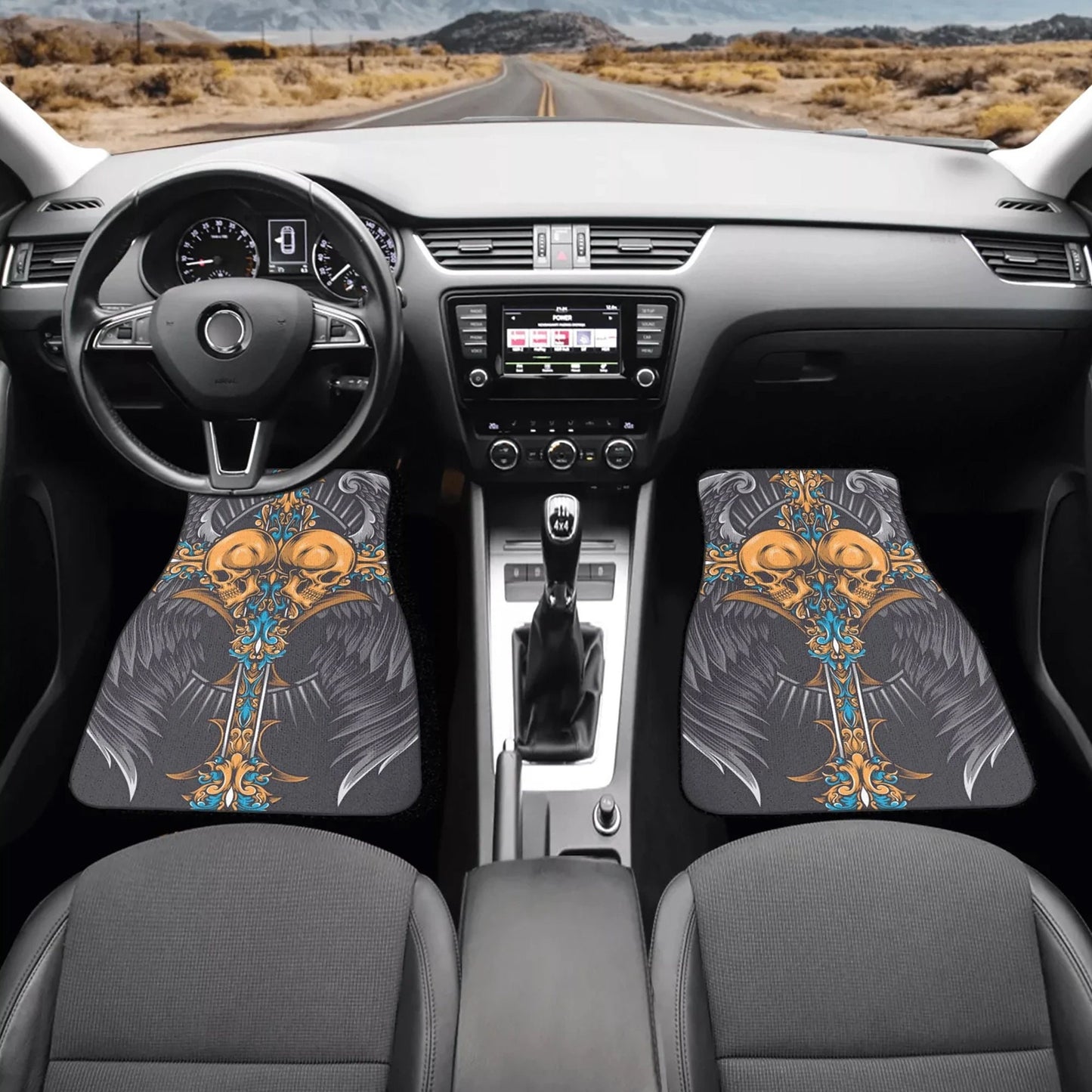 Cross skull Car Seat Cover car mat, Halloween skull car seat cover mat Sword gothic skull car seat protector covers mat skeleton car mats