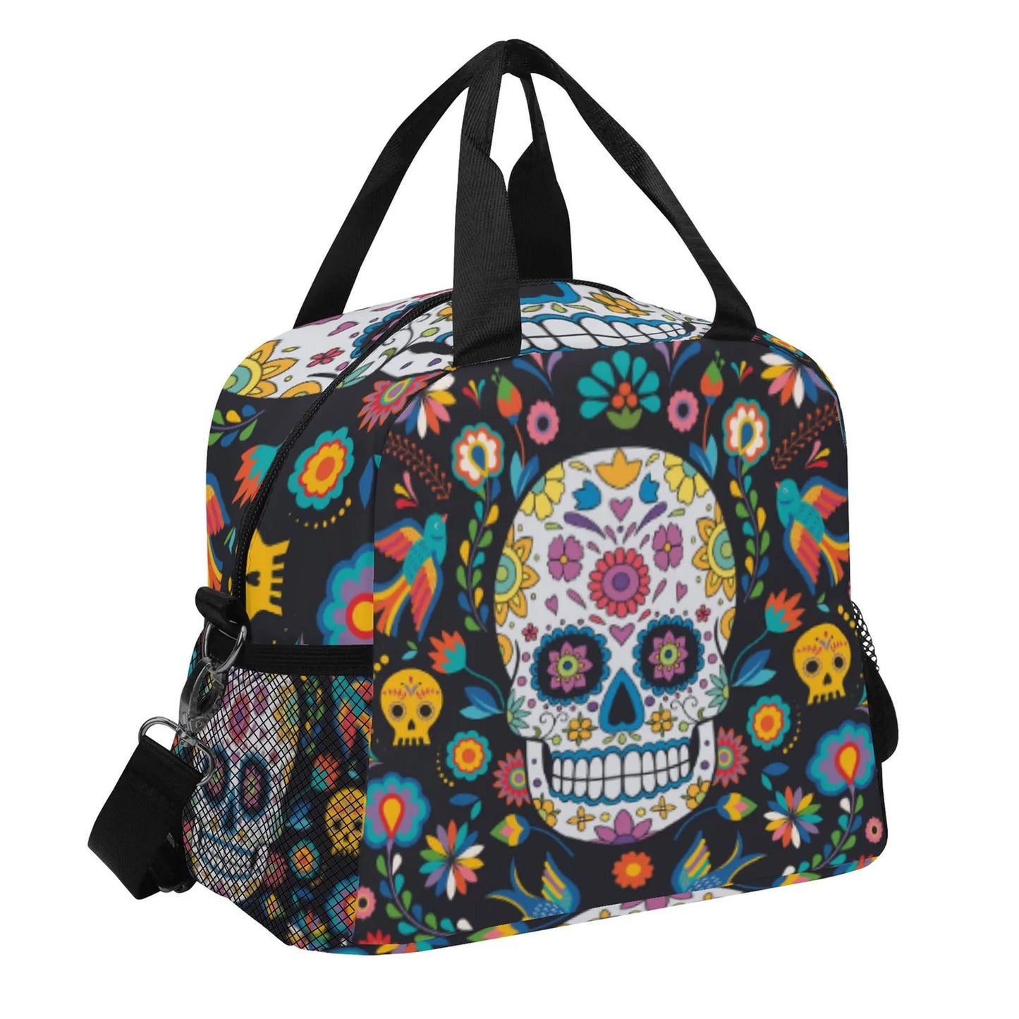 Sugar skull lunch bag, day of the dead lunch bag, sugar skull lunch box, sugar lunch tote, day of the dead lunch tote, candy skull lunch bag