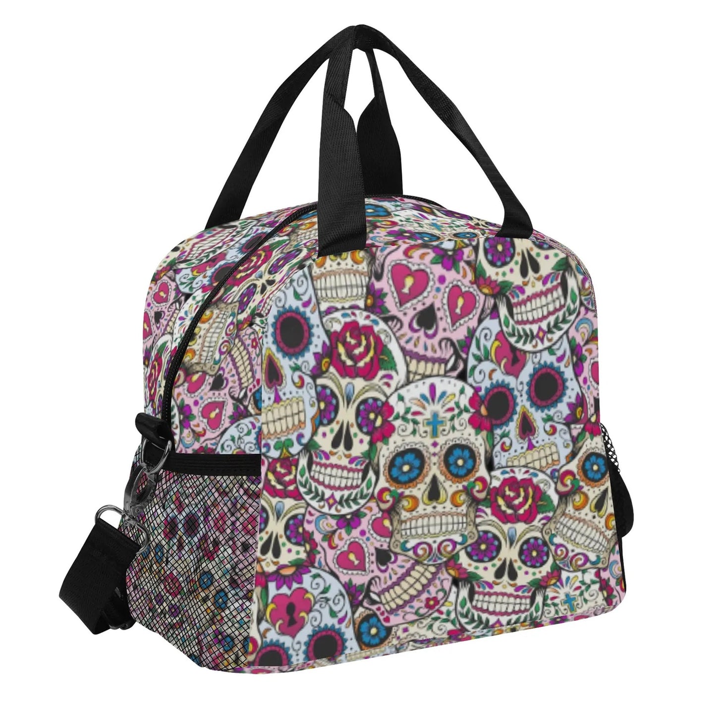Sugar skull lunch bag, day of the dead lunch bag, sugar skull lunch box, sugar lunch tote, day of the dead lunch tote, candy skull lunch bag