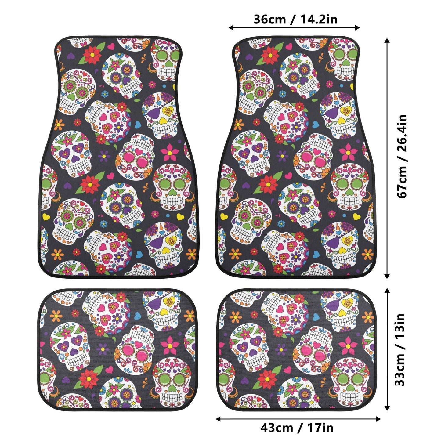 Candy skull calaveras Mexican skull Car Seat Covers car mats, day of the dead car seat cover mats, sugar skull car accessories covers mats