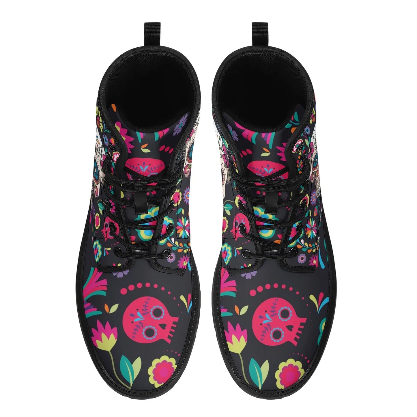 Sugar skull leather boots, day of the dead boots for men women sugar skull women's boots, candy skull women's boots, Calaveras leather boots