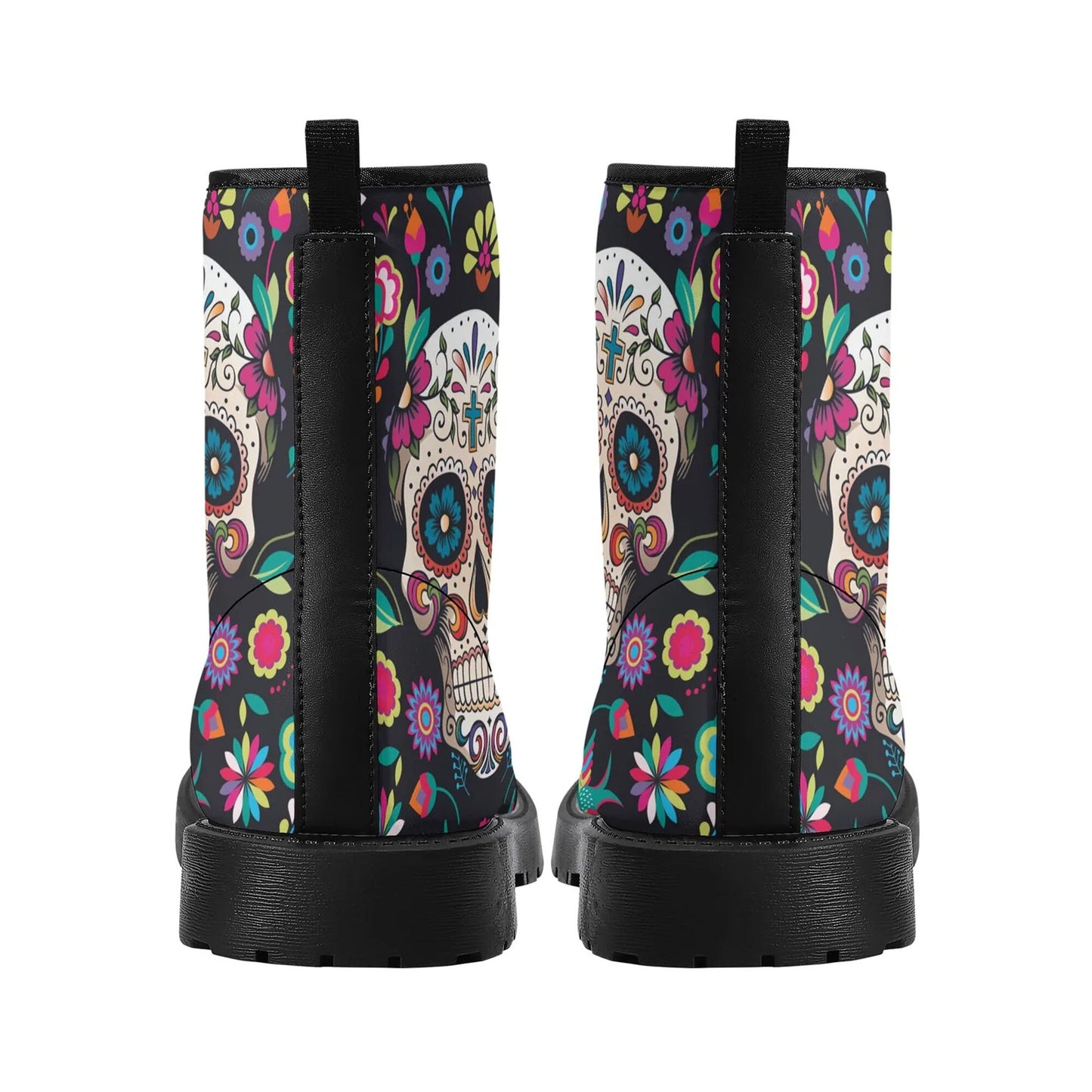 Sugar skull leather boots, day of the dead boots for men women sugar skull women's boots, candy skull women's boots, Calaveras leather boots