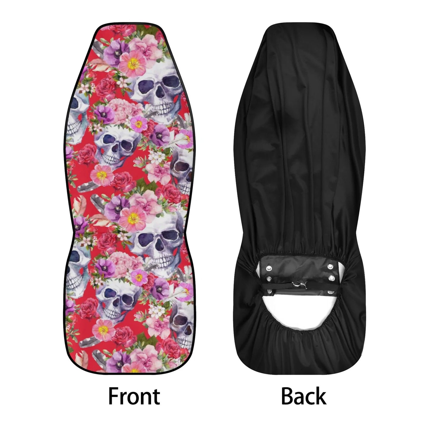 Floral skull Car Seat Covers car mats, Halloween gothic rose skull car seat cover mats, skeleton grim reaper car accessories covers mats