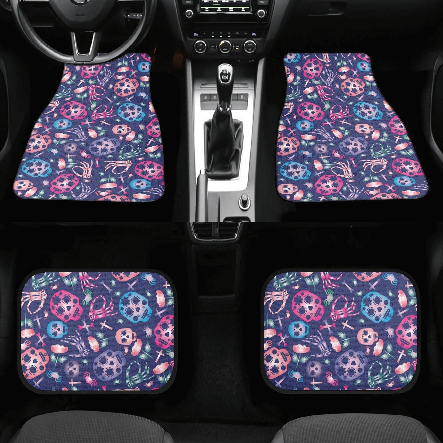 Skeleton sugar skull Car Seat Covers car mats, sugar skull car seat cover mats, Halloween gothic skull gothic car accessories covers mats