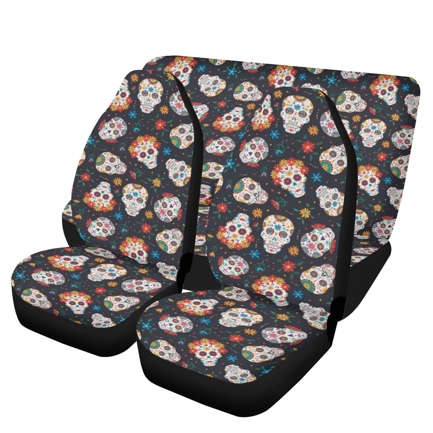 Mexico skull Car Seat Covers car mats, sugar skull car seat cover mats, Day of the dead gothic candy skull car seat protector covers mats