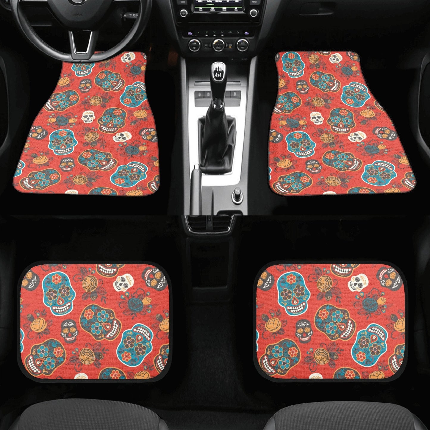 Sugar skull Car Seat Covers car mats, Candy skull car seat cover mats, Dia de los muertos gothic candy skull car seat protector covers mats