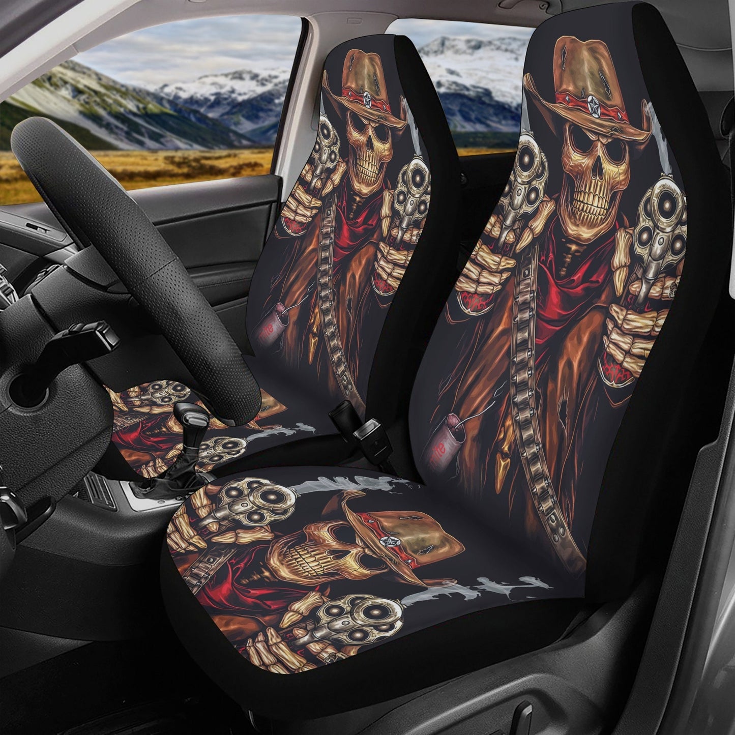 Grim reaper skull car seat covers car mats, Skeleton Halloween car mat seat covers, Gothic Horror skull car mat car accessories seat covers