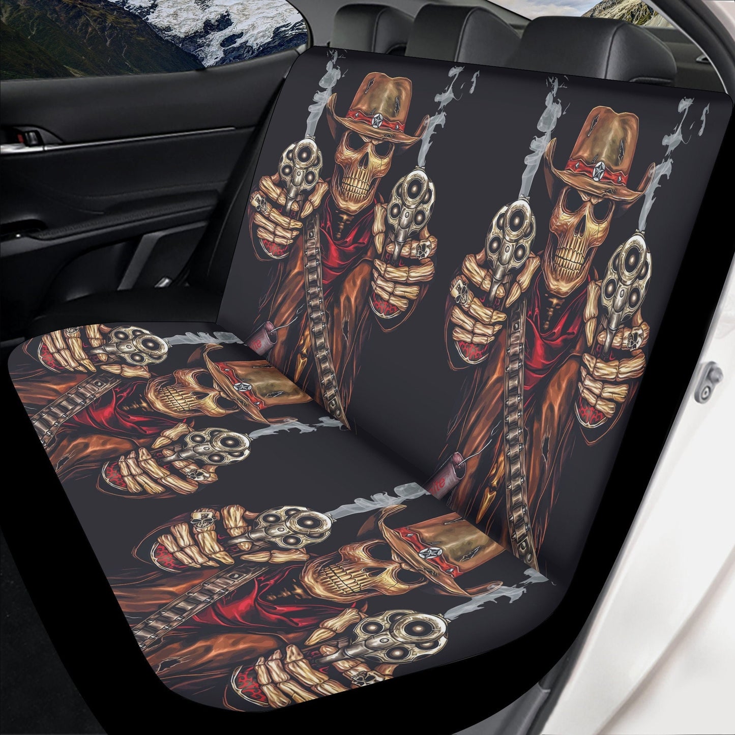 Grim reaper skull car seat covers car mats, Skeleton Halloween car mat seat covers, Gothic Horror skull car mat car accessories seat covers