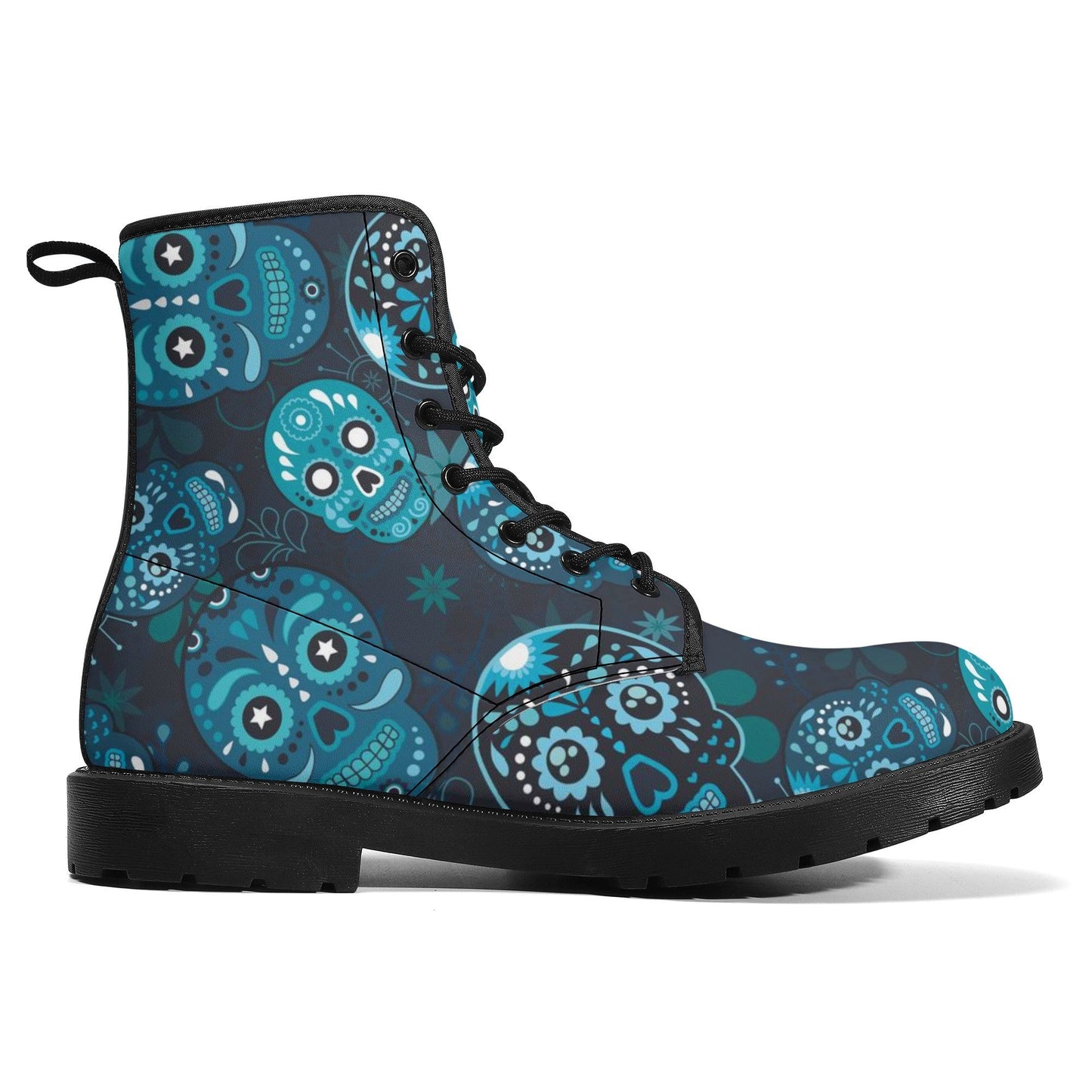 Sugar skull leather boots, day of the dead boots for men women sugar skull women's boots, candy skull women's boots, Calaveras leather boots