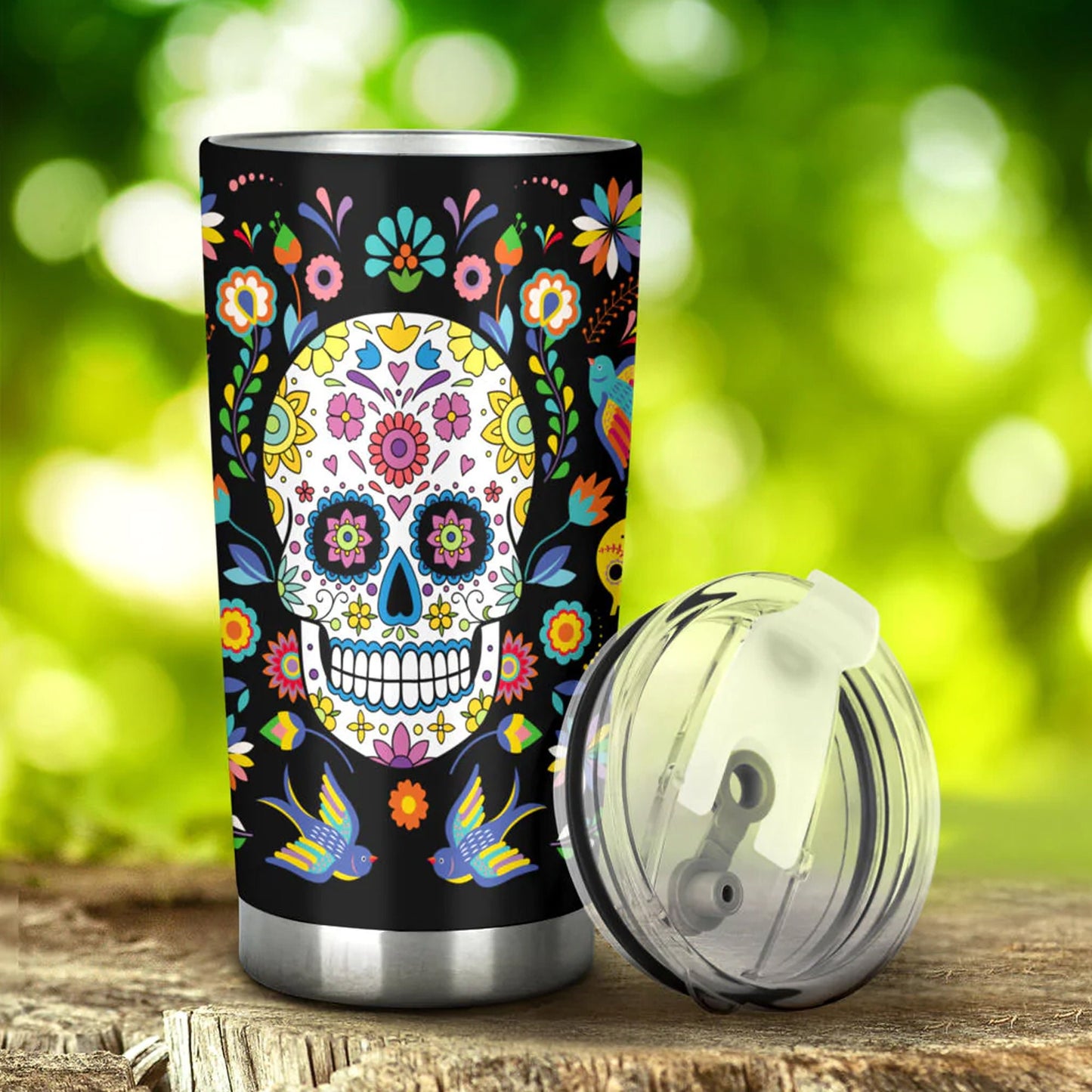 Sugar skull tumbler, Day of the dead cup mug tumbler, Candy skull tumbler, Mexican calaveras reaper tumbler mug cup, skeleton gothic mug cup