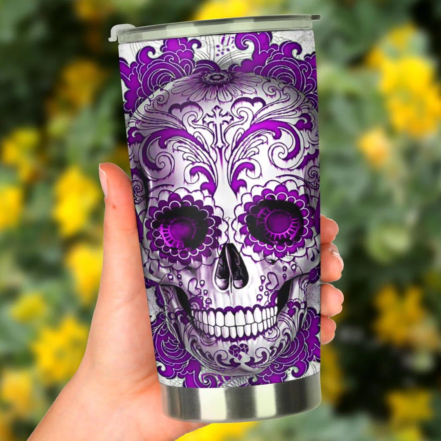 Day of the dead tumbler, sugar skull cup mug tumbler, Dia de los muertos  skull tumbler mug cup, candy skull skeleton gothic mug cup tumbler