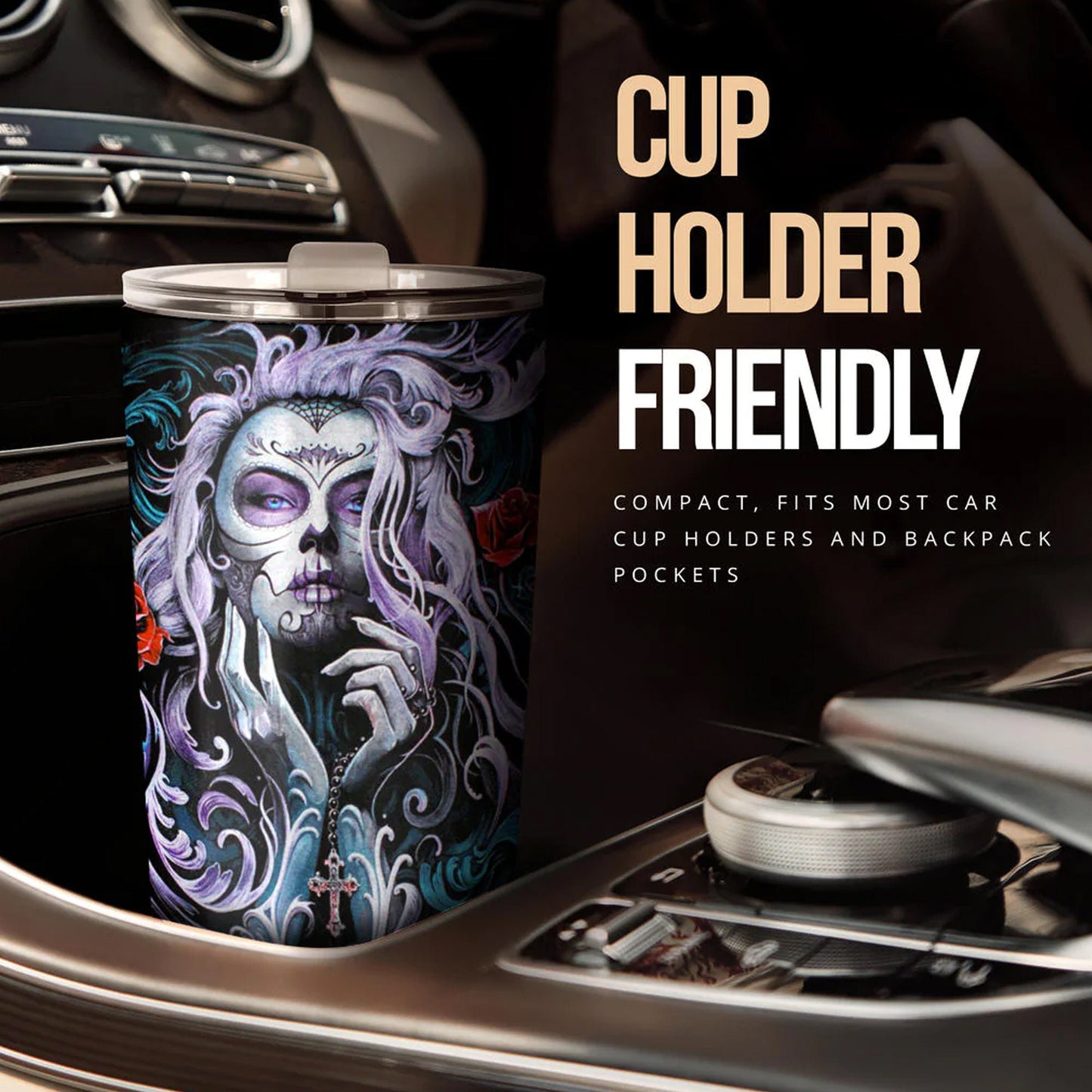 Day of the dead tumbler, sugar skull girl mug tumbler, Dia de los muertos skull tumbler mug cup, candy skull girl gothic mug cup tumblers