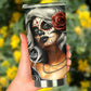 Sugar skull girl tumbler, Mexican skull girl mug tumbler, Dia de los muertos skull day of the dead skull girl gothic travel mug cup tumblers
