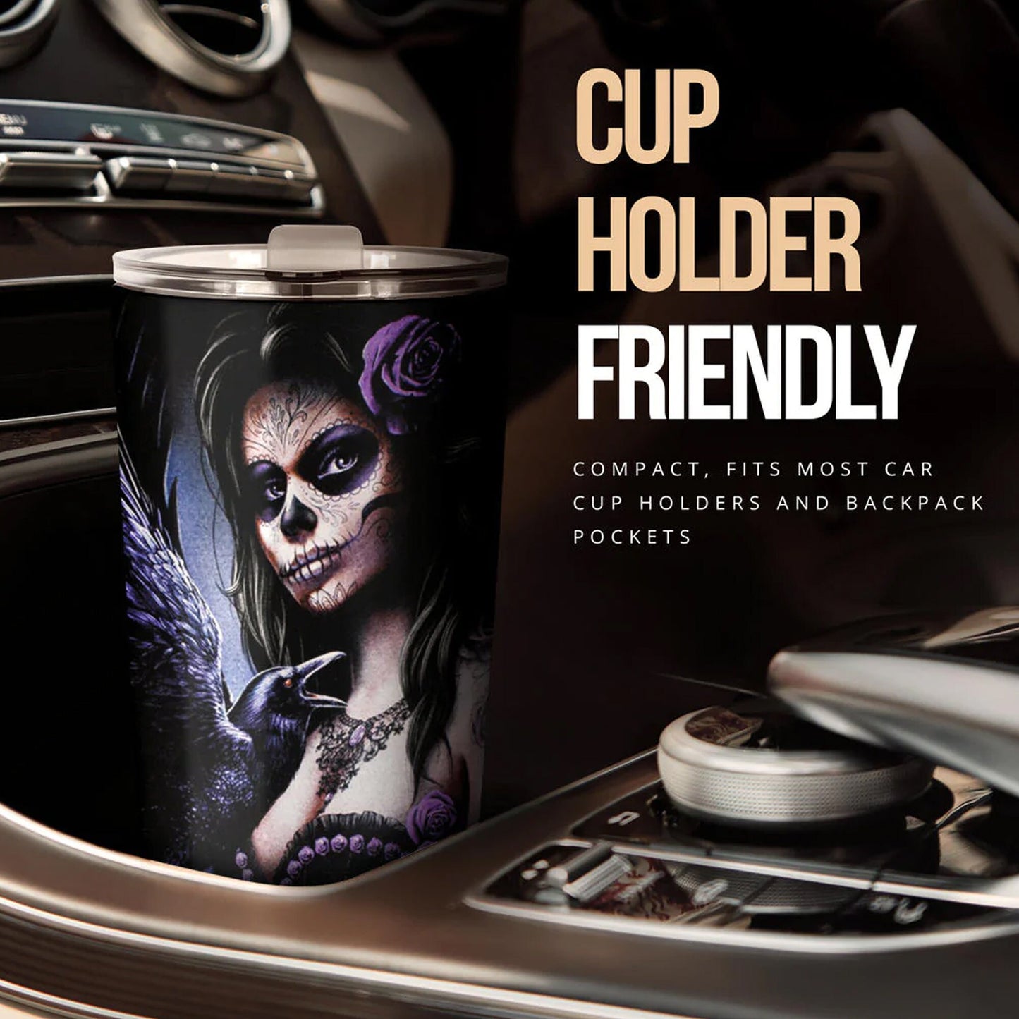 Sugar skull girl tumbler, Mexican skull girl mug tumbler, Dia de los muertos skull day of the dead skull girl gothic travel mug cup tumblers