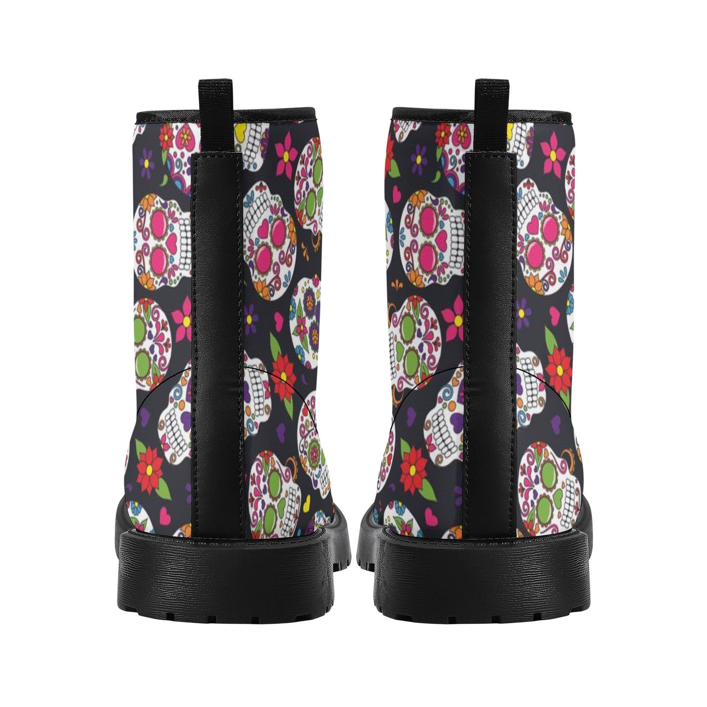 Day of the dead leather boots, sugar skull boots for men women sugar skull women's boots, candy skull women's boots, Calaveras leather boots