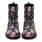 Day of the dead leather boots, sugar skull boots for men women sugar skull women's boots, candy skull women's boots, Calaveras leather boots