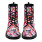 Floral rose skull leather boots sugar skull boots for men women sugar skull women's boots candy skull women's boots, Calaveras leather boots