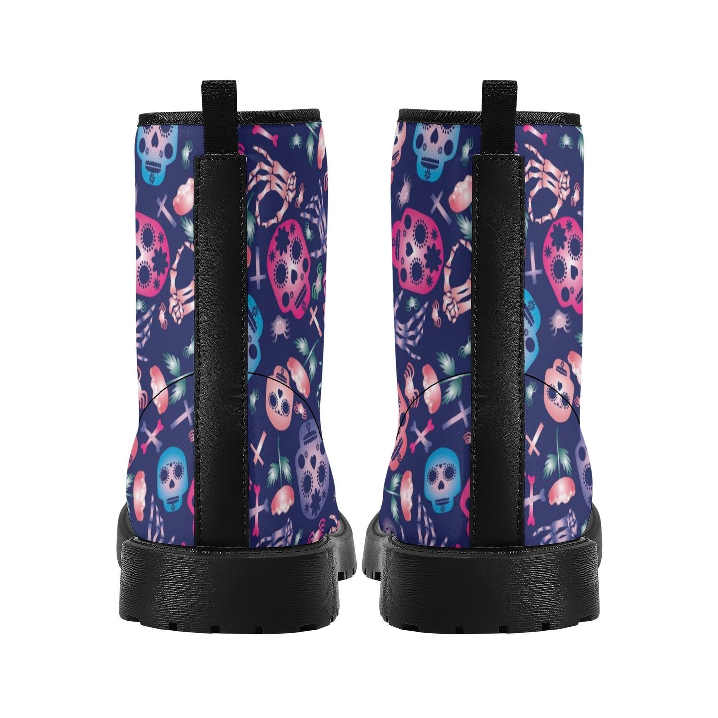 Skeleton sugar skull leather boots, gothic skull boots for men women sugar skull women's boots, candy skull women's boots, Calaveras boots