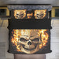 4pcs Flaming skull bedding duvet cover set, Halloween gothic fire bedding cover set, skeleton candy skull duvet cover bedding pillow covers