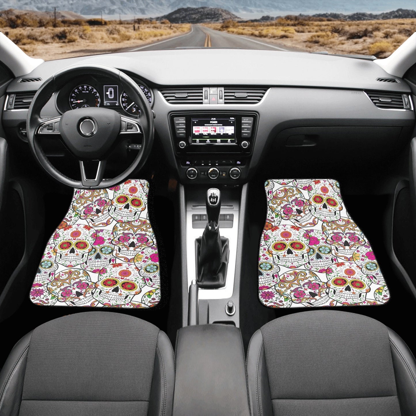 Candy skull Car Seat Covers car mats, Sugar skull car seat cover mats, Day of the dead gothic candy skulls car seat protector covers mats