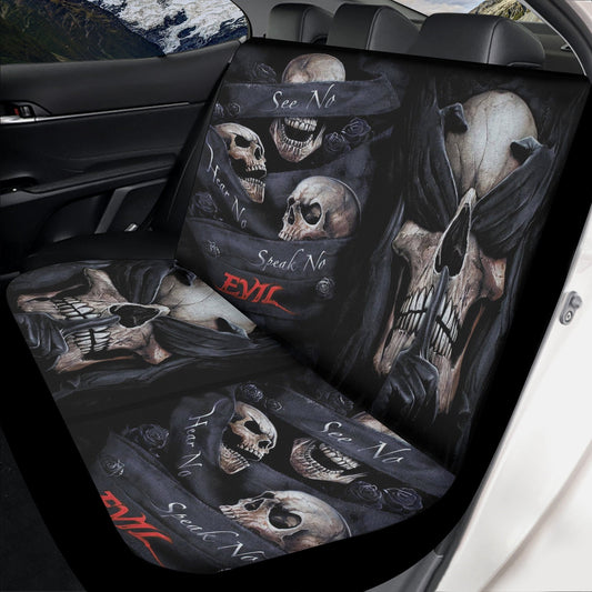No see no hear no speak evils skull car seat cover car mat, gothic skull car seat cover mats, Halloween evils skull car protector cover mat