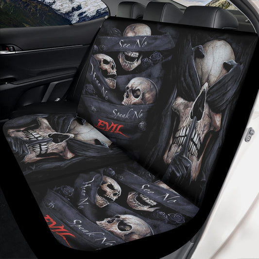 No see no hear no speak evils skull car seat cover car mat, gothic skull car seat cover mats, Halloween evils skull car protector cover mat