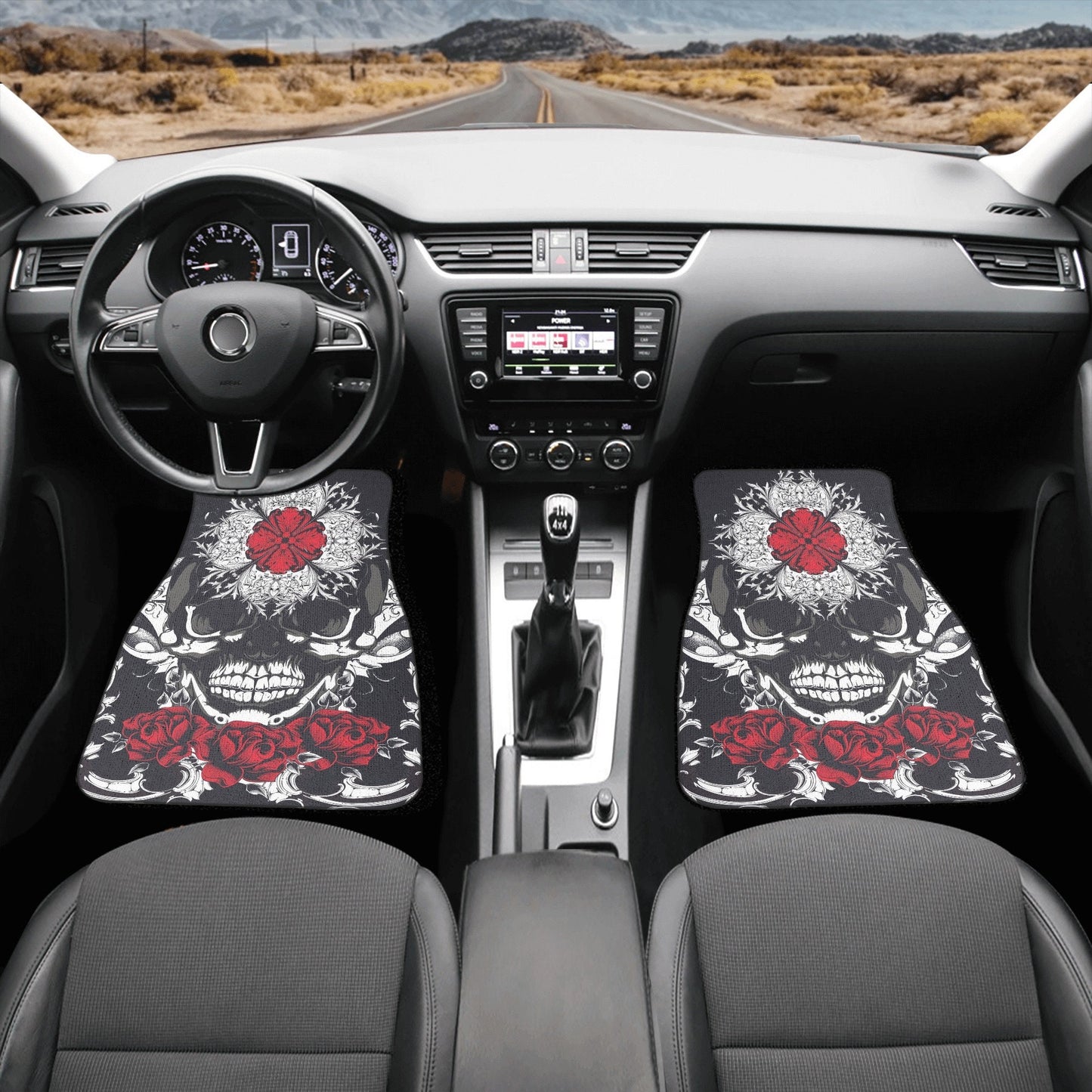 Floral skull Car Seat Cover car mat, Halloween skull car seat cover mat Rose gothic skull car seat protector covers mat skeleton car mats
