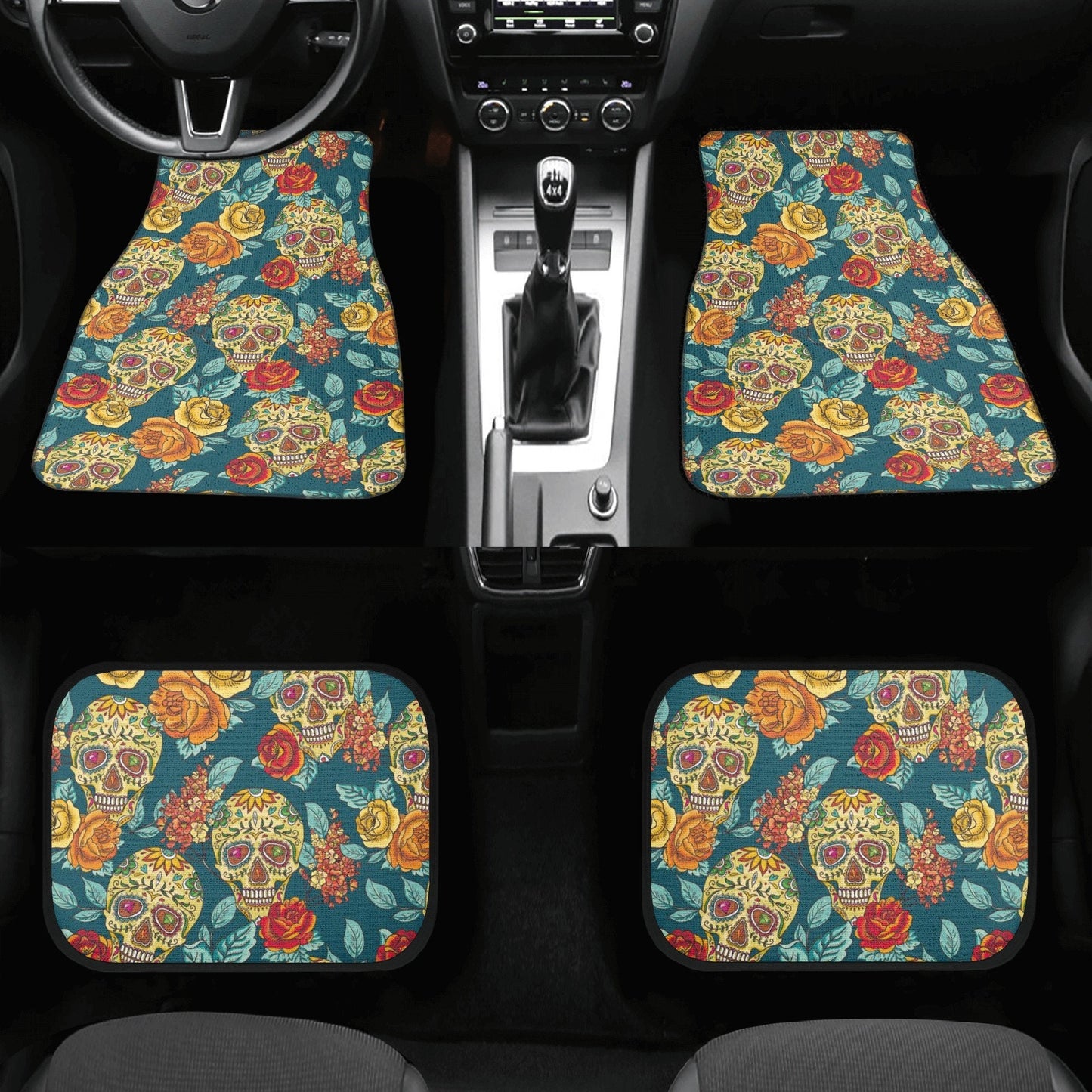 Sugar skull Car Seat Covers car mats Calaveras Candy skull car seat cover mats Halloween rose gothic skull car seat protector covers mat