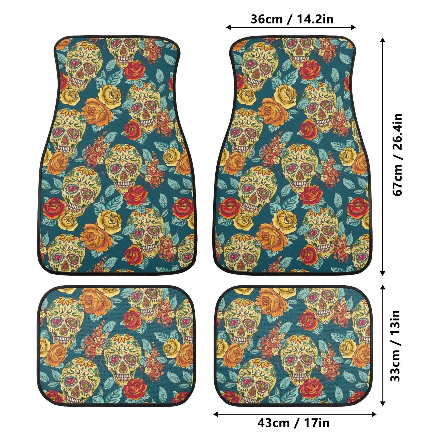 Sugar skull Car Seat Covers car mats Calaveras Candy skull car seat cover mats Halloween rose gothic skull car seat protector covers mat