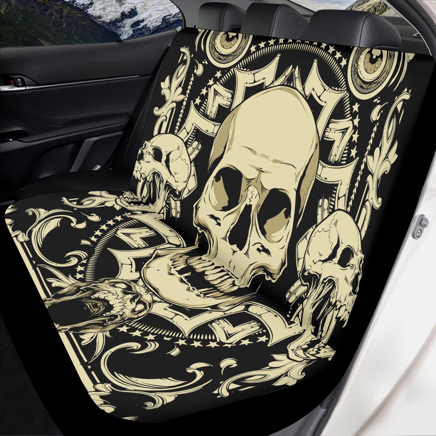 Gothic skull car seat covers car mats, Skeleton Halloween car mat seat covers Skeleton evil Horror skull car mat car accessories seat covers