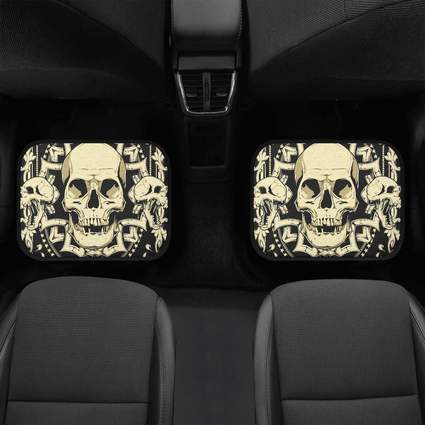 Gothic skull car seat covers car mats, Skeleton Halloween car mat seat covers Skeleton evil Horror skull car mat car accessories seat covers