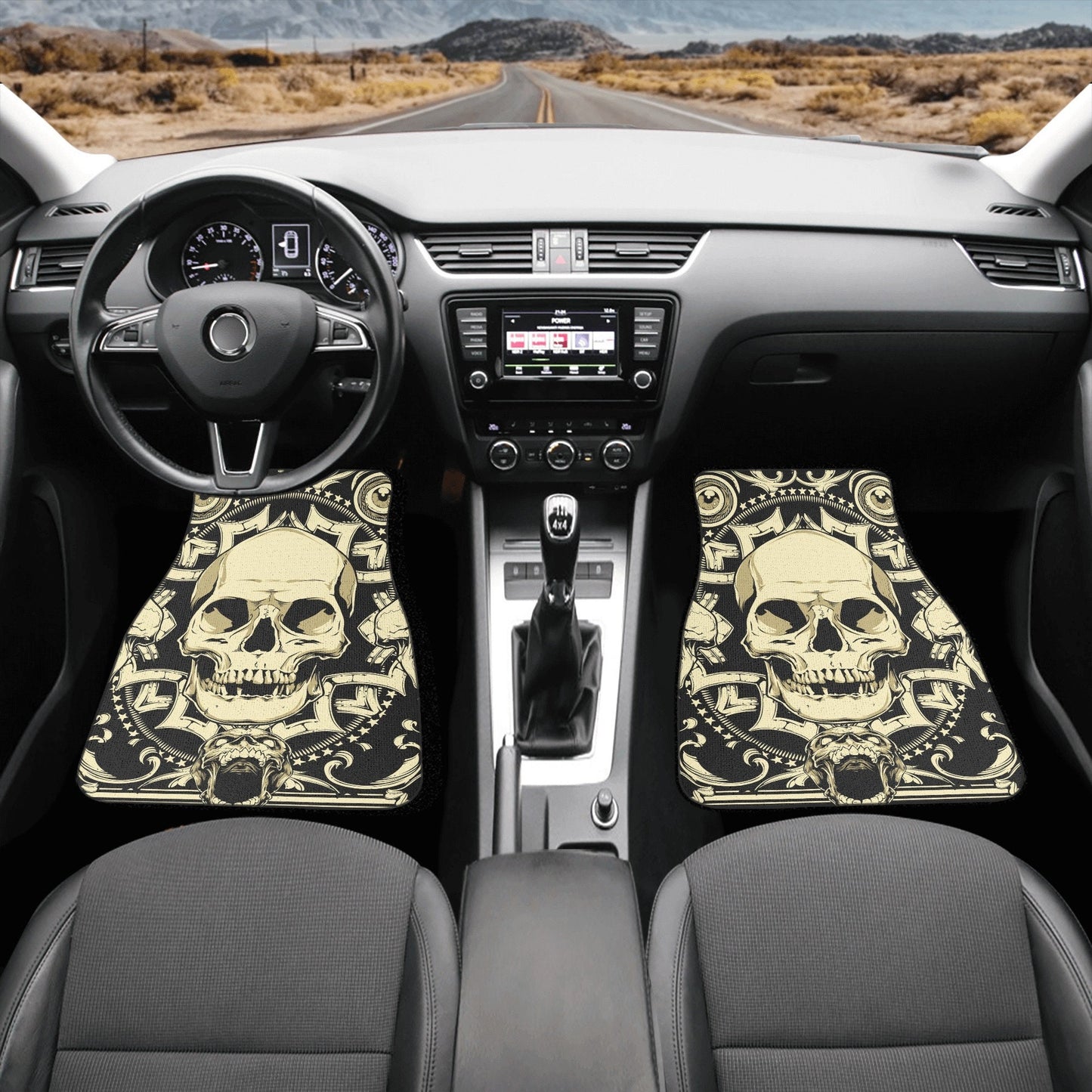 Gothic skull car seat covers car mats, Skeleton Halloween car mat seat covers Skeleton evil Horror skull car mat car accessories seat covers