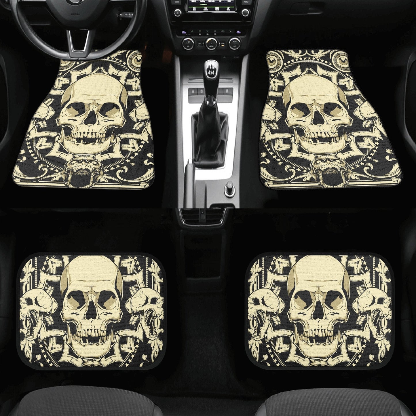 Gothic skull car seat covers car mats, Skeleton Halloween car mat seat covers Skeleton evil Horror skull car mat car accessories seat covers
