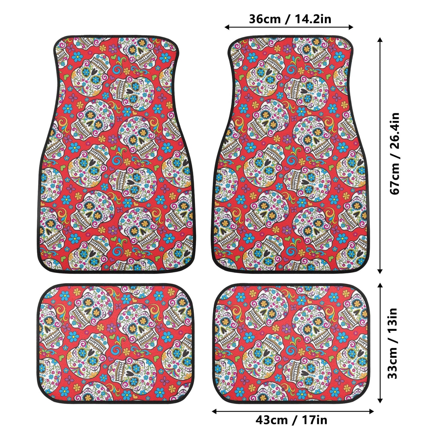 Candy skull calaveras Mexican skull Car Seat Covers car mats, day of the dead car seat cover mats, sugar skull car accessories covers mats