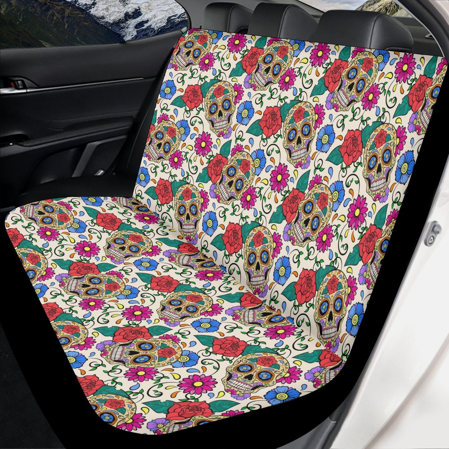 Candy skull calaveras Mexican skull Car Seat Covers car mats, day of the dead car seat cover mats, sugar skull car accessories covers mats