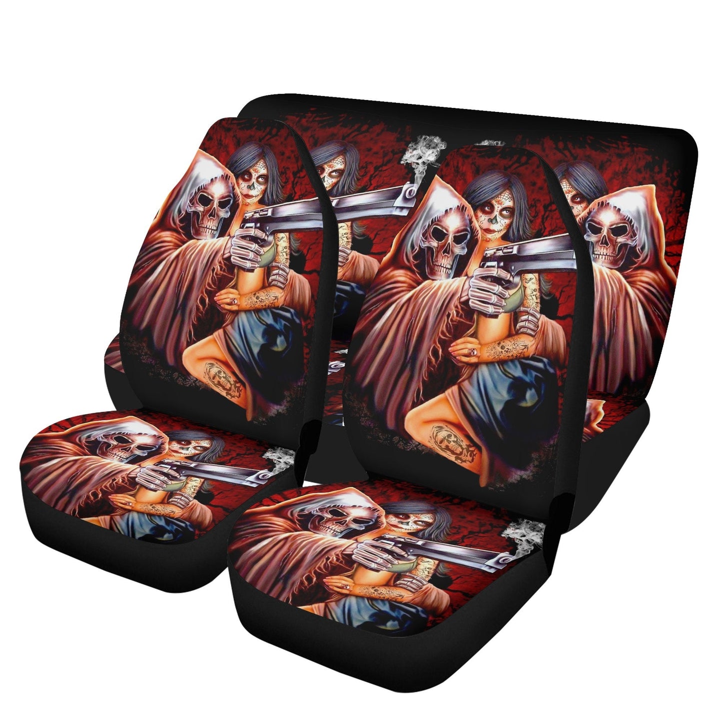 Grim reaper and girl skull Car Seat Cover car mat, Halloween car seat cover mat gothic skull car seat protector covers mat skeleton car mats