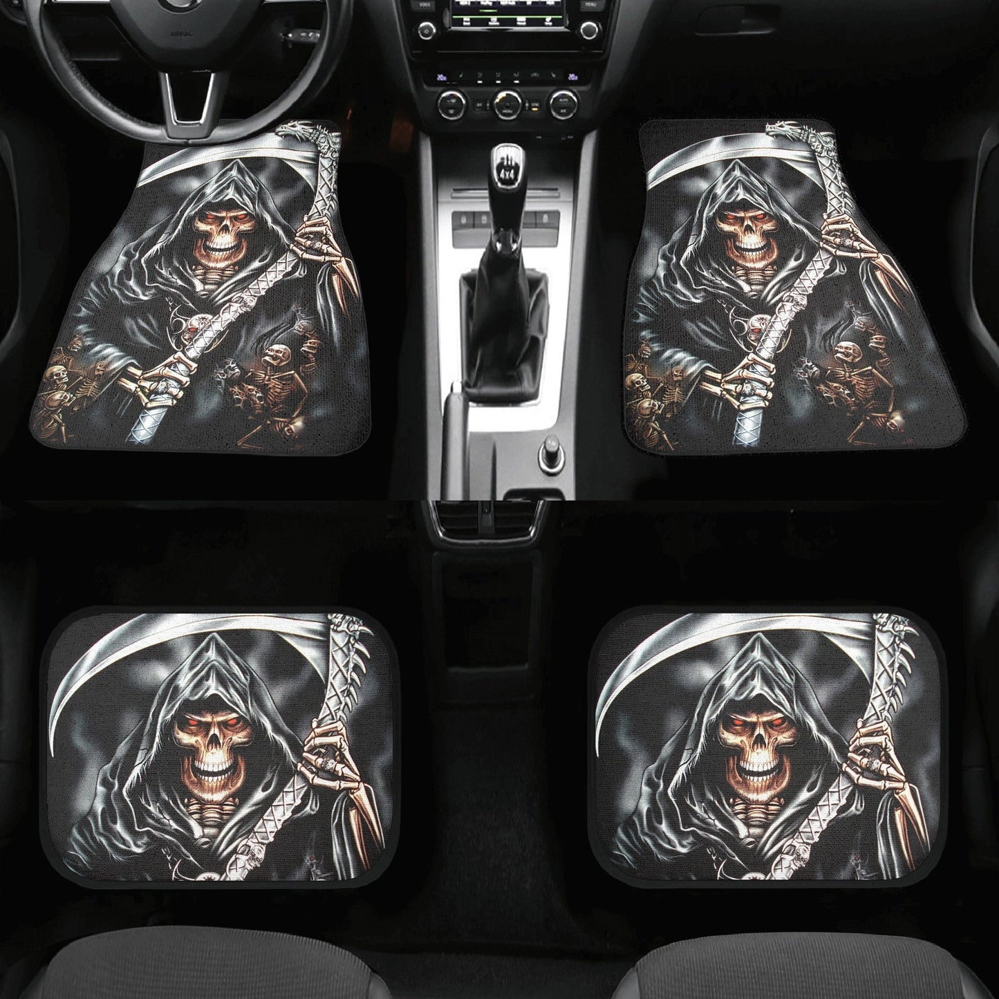 Grim reaper death skull Car Seat Cover car mat, Halloween car seat cover mat gothic skull car seat protector covers mat skeleton car mats