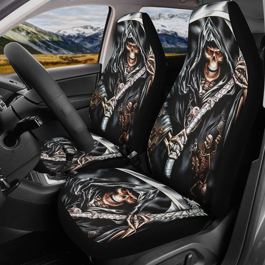 Grim reaper death skull Car Seat Cover car mat, Halloween car seat cover mat gothic skull car seat protector covers mat skeleton car mats