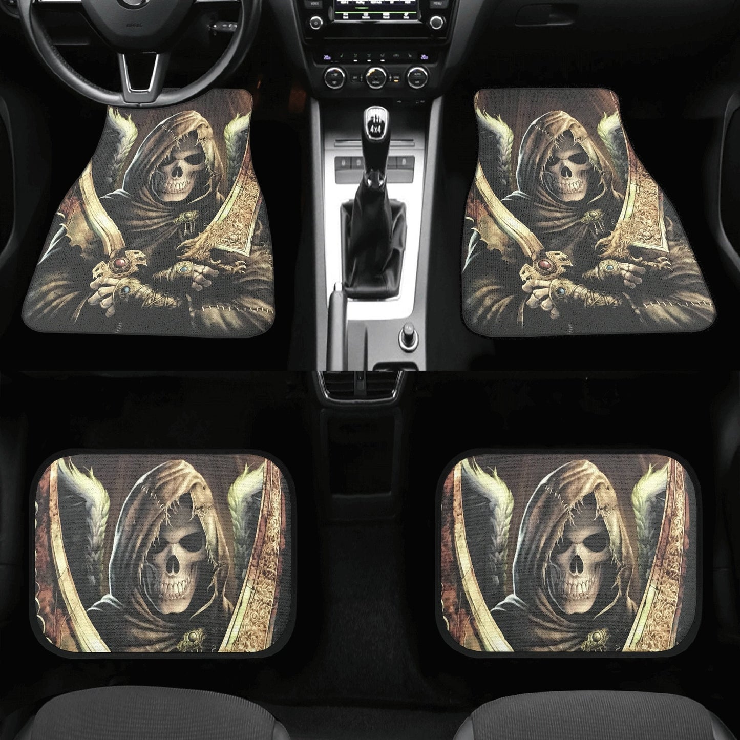 Grim reaper death skull Car Seat Cover car mat, Halloween car seat cover mat gothic skull car seat protector covers mat skeleton car mats