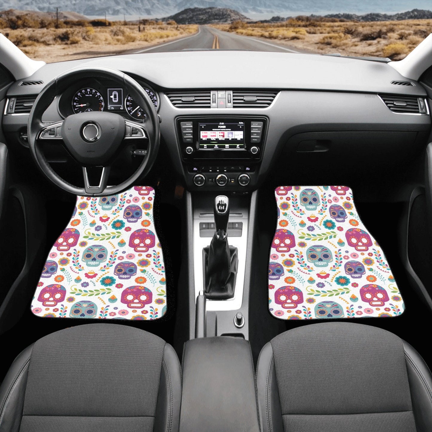 Sugar skull calaveras Mexican skull Car Seat Covers car mats, day of the dead car seat cover mats, dia de los muertos car accessories mats