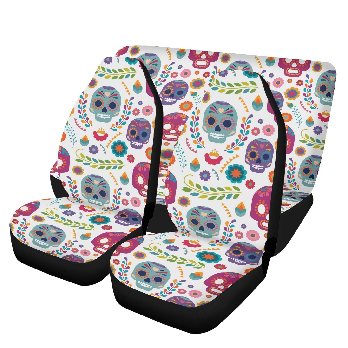 Sugar skull calaveras Mexican skull Car Seat Covers car mats, day of the dead car seat cover mats, dia de los muertos car accessories mats