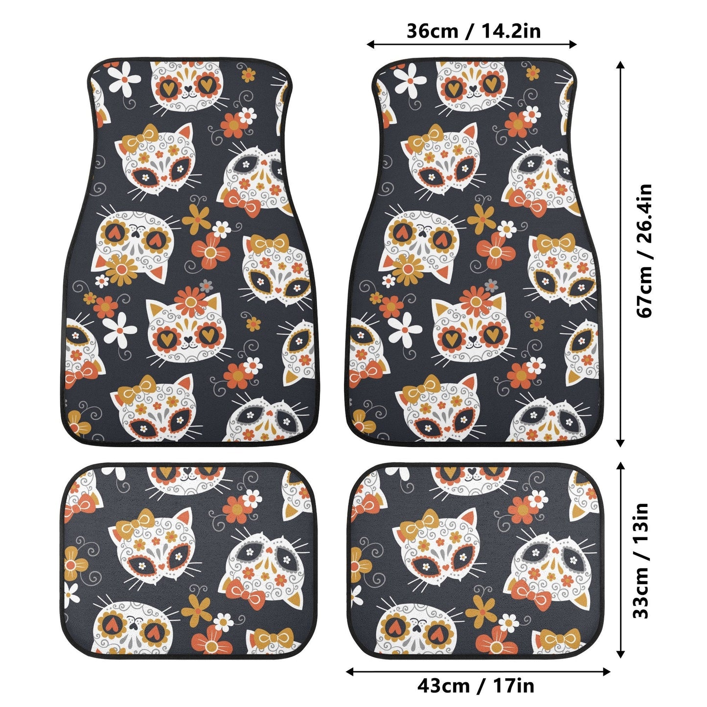 Sugar skull cat Car Seat Covers car mat Mexican skull day of the dead car seat cover mats, dia de los muertos car accessories mat seat cover
