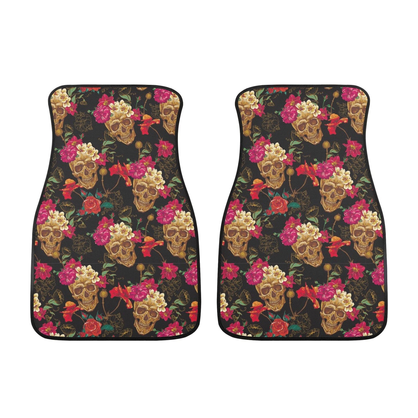 Floral skull Car Seat Covers car mats, Sugar skull car seat protector car mats, Rose candy skull gothic skull car seat protector covers mats