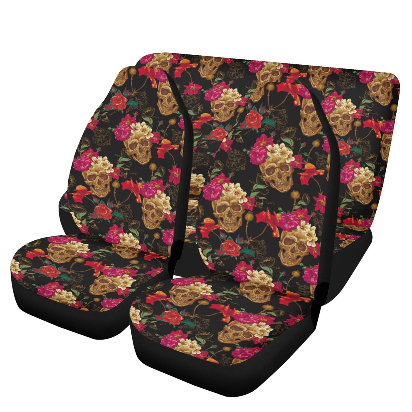 Floral skull Car Seat Covers car mats, Sugar skull car seat protector car mats, Rose candy skull gothic skull car seat protector covers mats